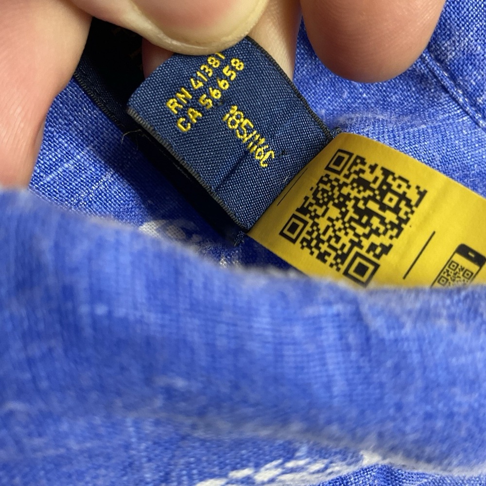 Ralph Lauren Shirt Mens 3XB Blue Short Sleeve 100% Linen Pineapple Hawaiian - Picture 5 of 10